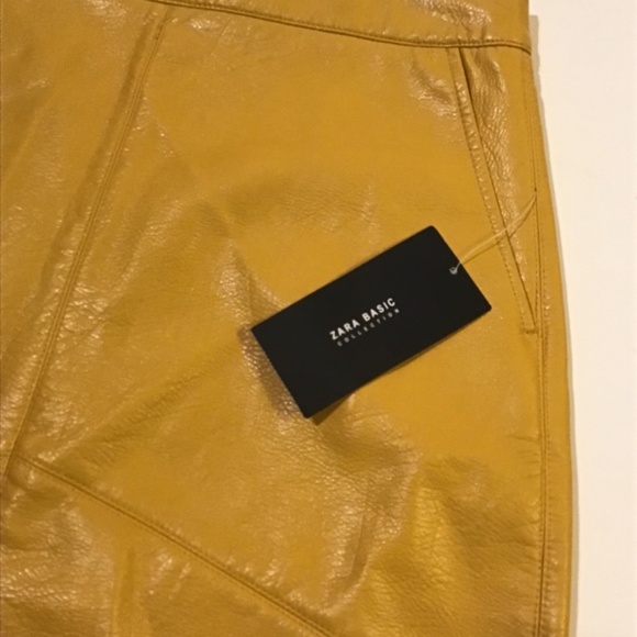 Mustard yellow NWT faux leather Zara  Aline mini skirt size S - Picture 8 of 8
